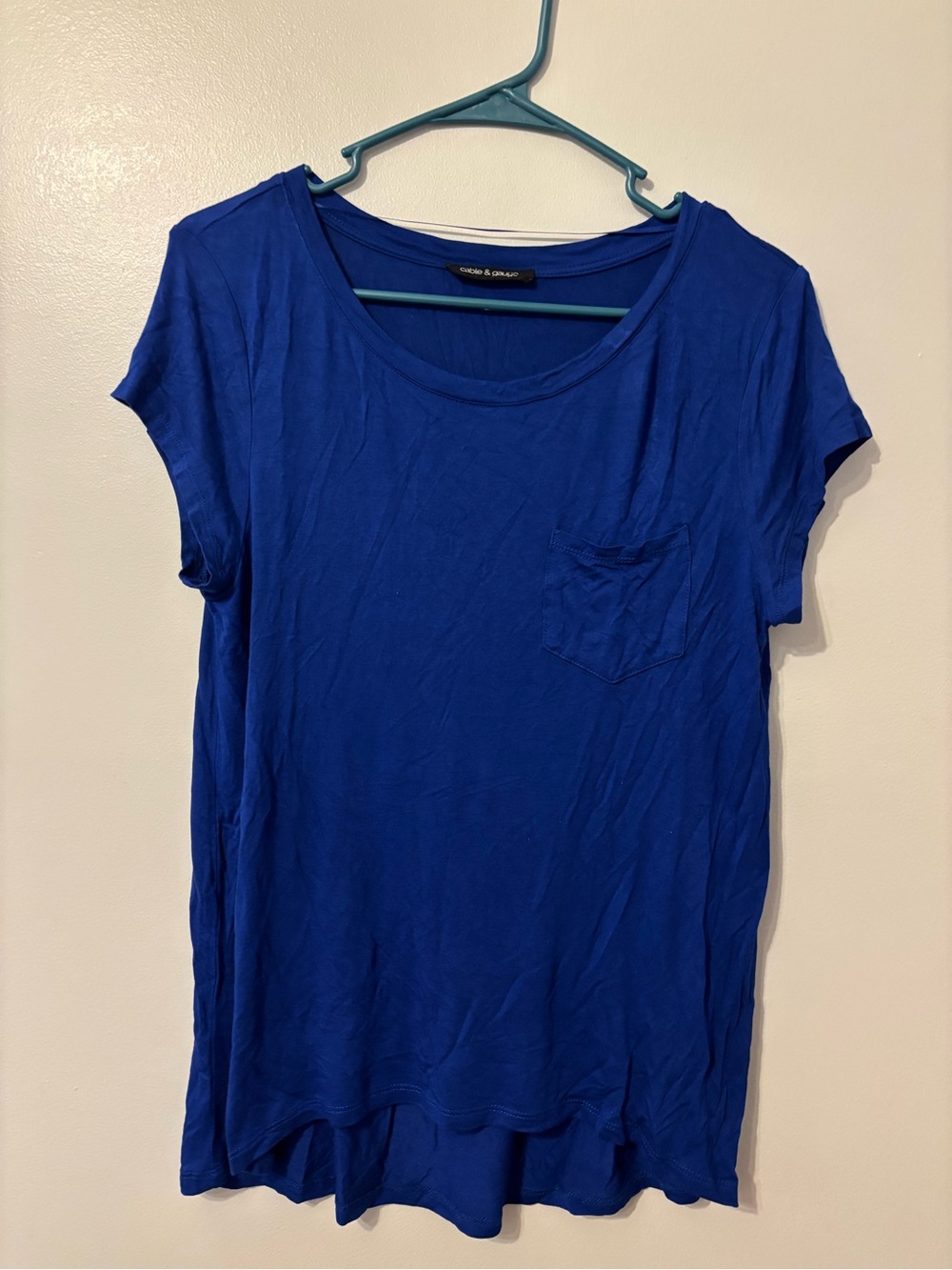 Royal Blue Scoop Neck Pocket Tee